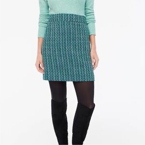 J.Crew Tweed A-line mini skirt blue and green‎ size- 6